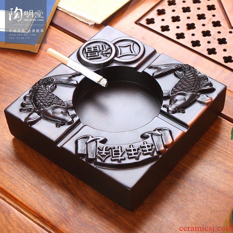 TaoMingTang hand - carved ebony ashtray retro ideas real wood, large - sized ashtray tea accessories