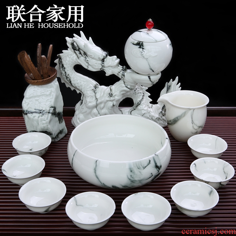 To be domestic half of a complete set of automatic ceramic kung fu tea set contracted lazy people make tea cups celadon teapot
