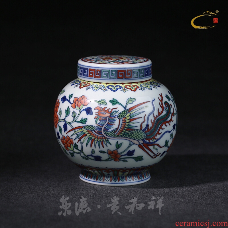 Beijing DE and auspicious jingdezhen ceramics by hand to save POTS bucket color restoring ancient ways to wear peony fung caddy fixings tea packaging