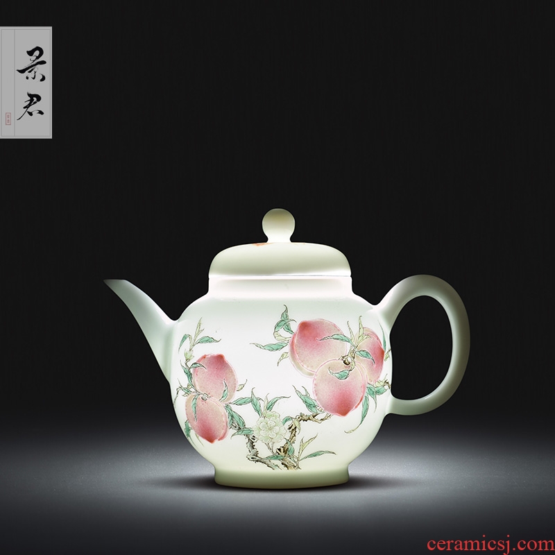 Jingdezhen hand - made colored enamel porcelain teapot kung fu tea set single pot of tea tea. 1