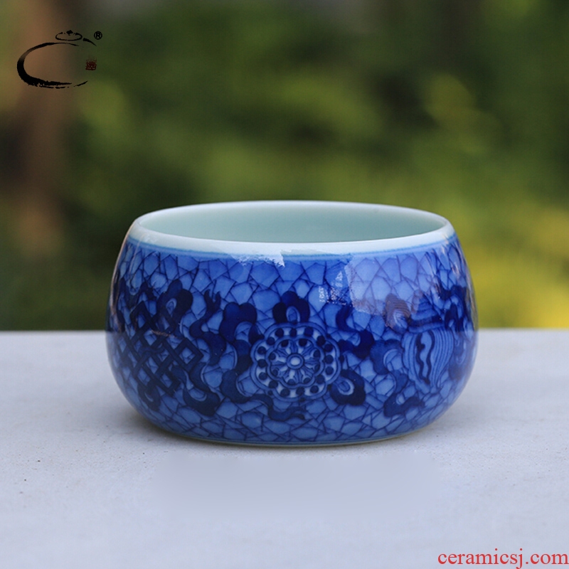 Blue and white sweet and auspicious jingdezhen ceramics by hand DE collection sample tea cup, cup Beijing private cup cup master CPU