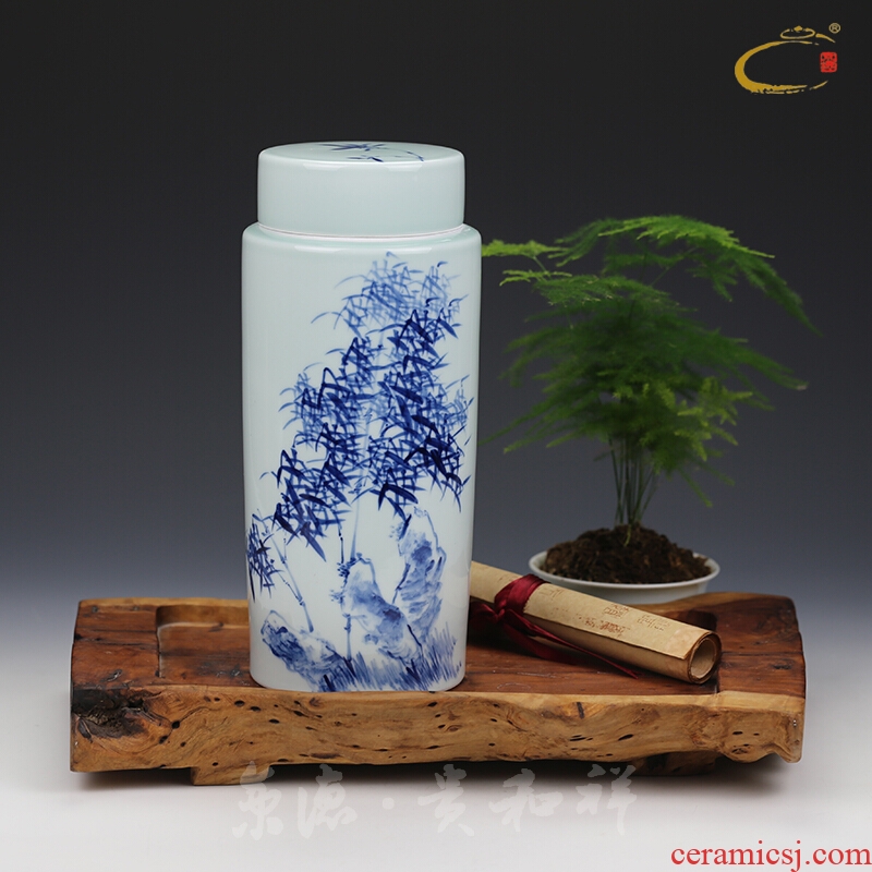 And auspicious jingdezhen blue And white bamboo all checking ceramic tea pot hand painting report peaceful high tea pot