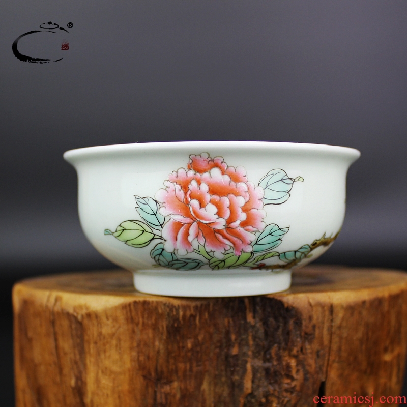 Cherished and auspicious jing DE famille rose city of jingdezhen ceramic kung fu tea master sample tea cup cup cup