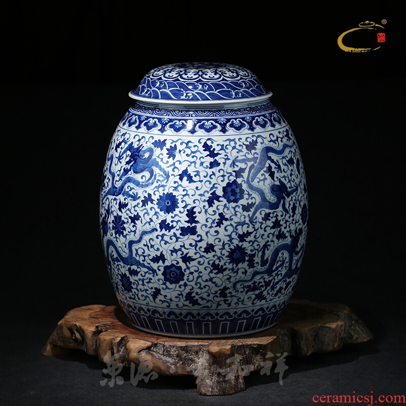 Jing DE and auspicious gift box the tea tins jingdezhen porcelain ceramic big yards receives Kowloon large POTS