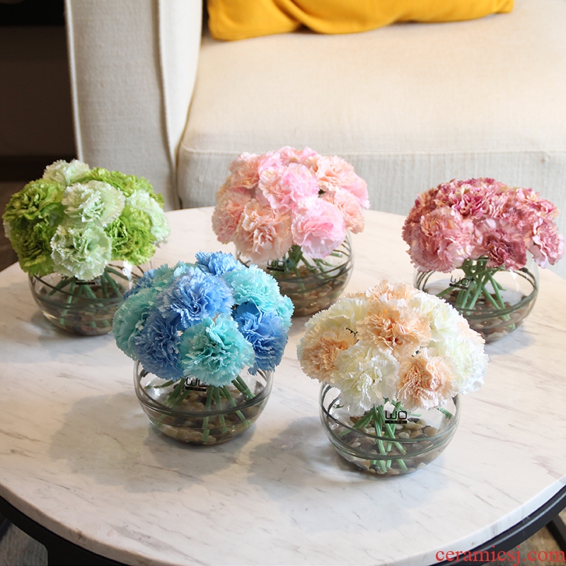 Send fake flower carnation flower the suit + simulation ceramics glass vases, flower arranging silk flowers in living in adornment