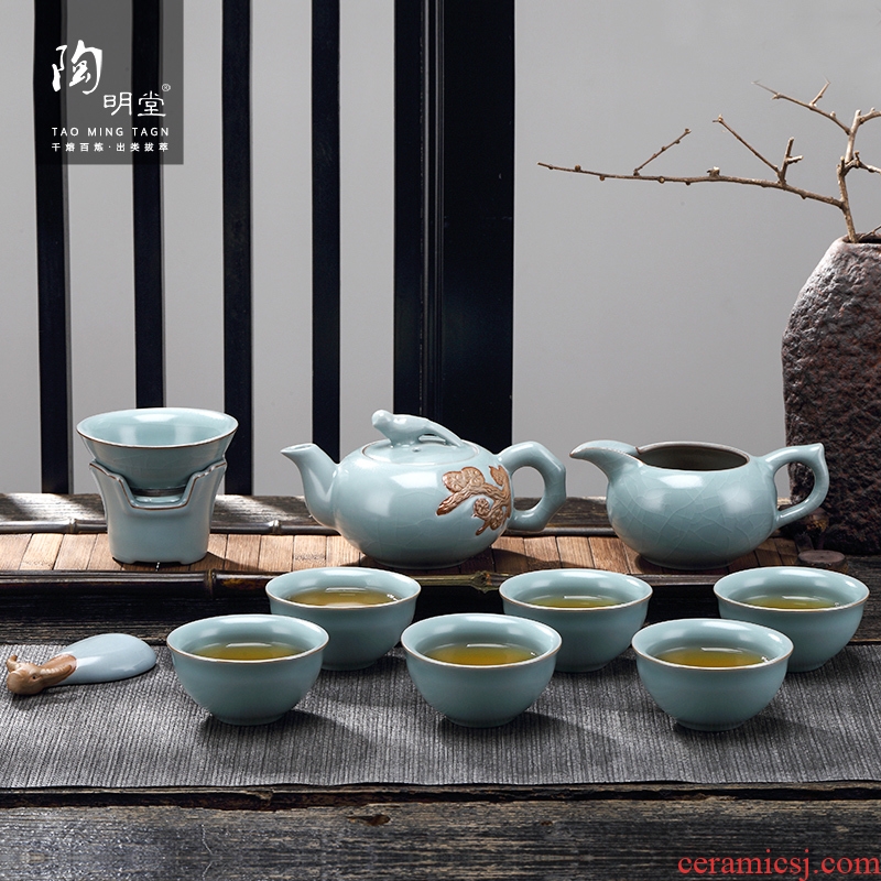 TaoMingTang kung fu tea set with your up ceramic tea set tea ice to crack the teapot teacup