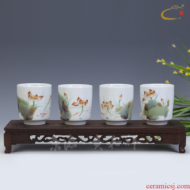Beijing DE and auspicious jingdezhen hand - made high temperature ceramic lotus tea set gift suit cup group to send people