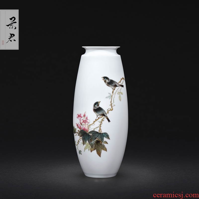 Jingdezhen ceramics hand - made painting of flowers and pastel celadon vase archaize home sitting room art adornment is placed