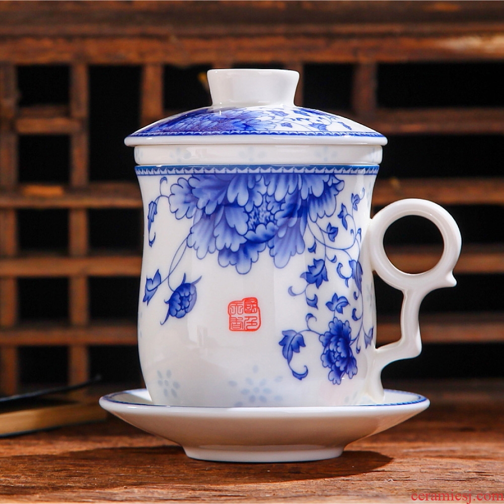 The Fill the jingdezhen porcelain ceramic cup 4 times office filter cup gift cup cup with cover