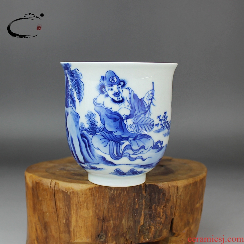 And auspicious jingdezhen blue And white unfortunately cup hand - made ceramic kung fu tea cup sample tea cup master cup personal cup