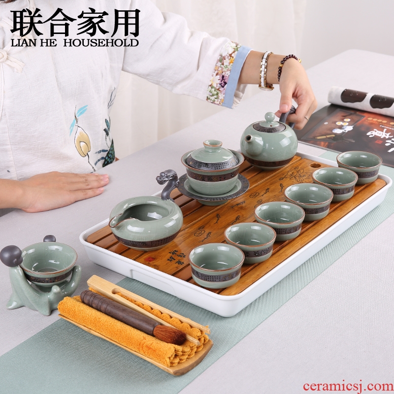 To be household violet arenaceous kung fu tea set ceramic dry tea cups dish suits for Japanese contracted small tea sets tea sea
