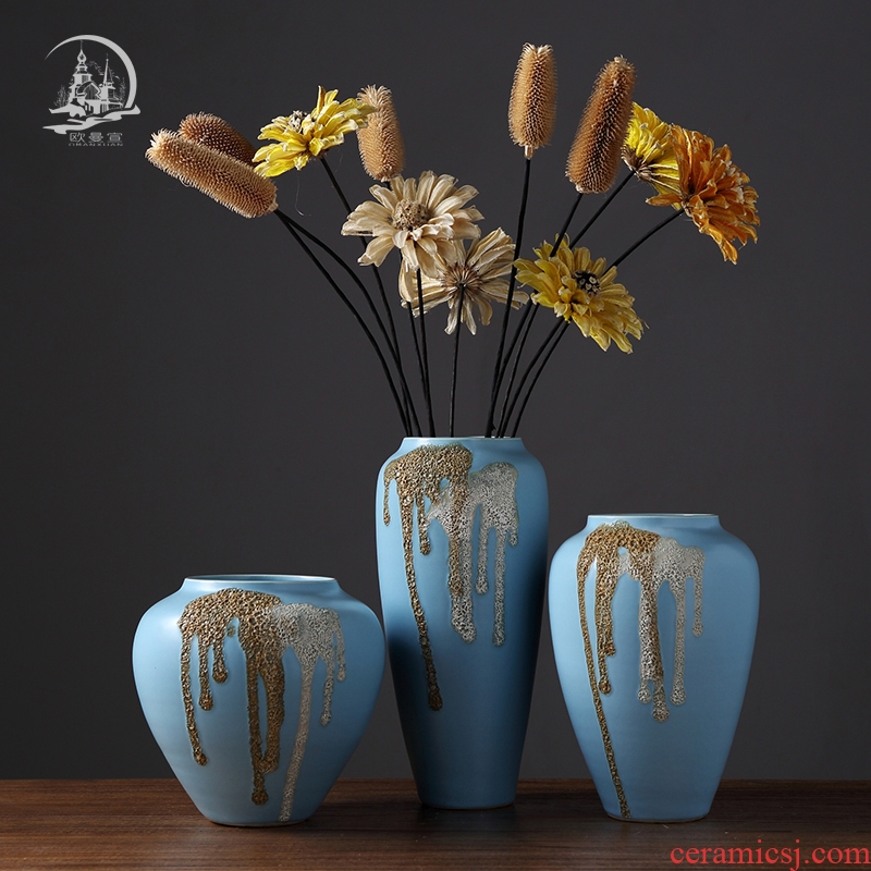 Jingdezhen ceramic vase furnishing articles European contracted sitting room table dry flower, flower arrangement, household adornment ornament