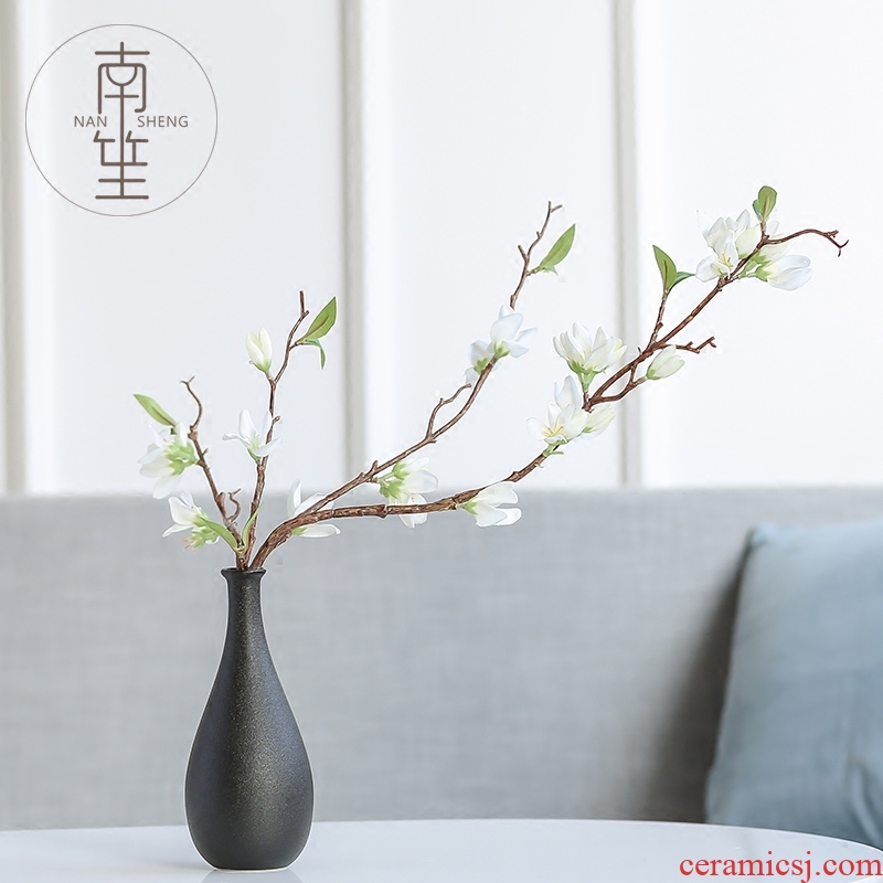 Nan sheng household act the role ofing is tasted, black ceramic vase simulation flower, dried flower flower, furnishing articles ornaments of TV bar face