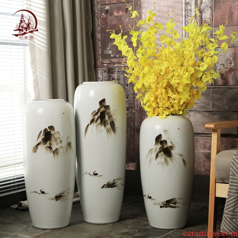 Ceramic sitting room ground large vases, new Chinese style villa hotel show porch flower adornment furnishing articles