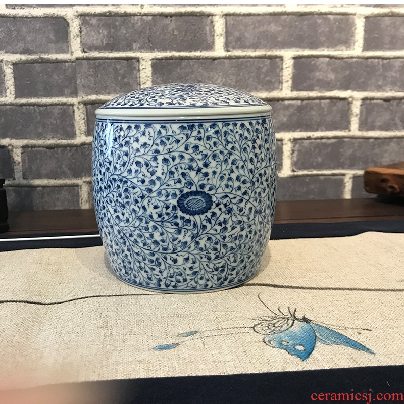 And auspicious number in four flower tea pot of jingdezhen blue And white tie up branches manual hand - made tea packaging gift box POTS