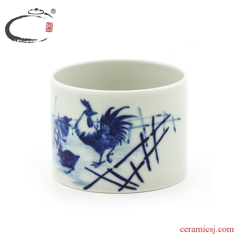 Blue and white five sub - ka cup large manual jingdezhen ceramic cups and auspicious kung fu tea set single cup sample tea cup