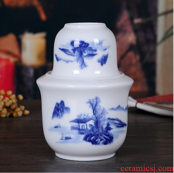Jingdezhen ceramic wine temperature with a small handleless wine cup 2 two household hot wine pot hot wine warm yellow rice wine distinguish wine suits for