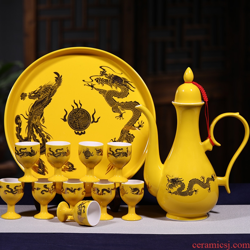 Jingdezhen ceramic wine suits for the in extremely good fortune hip Chinese traditional antique glass wine goblet