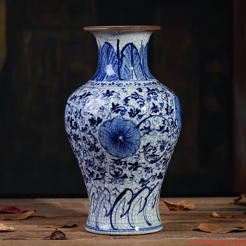Chinese blue and white porcelain of jingdezhen ceramics up TV ark, decoration vase in the sitting room porch furnishing articles