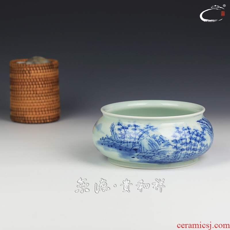 Jing DE and auspicious jingdezhen blue and white bamboo landscape for wash checking ceramic tea set with parts cup of tea