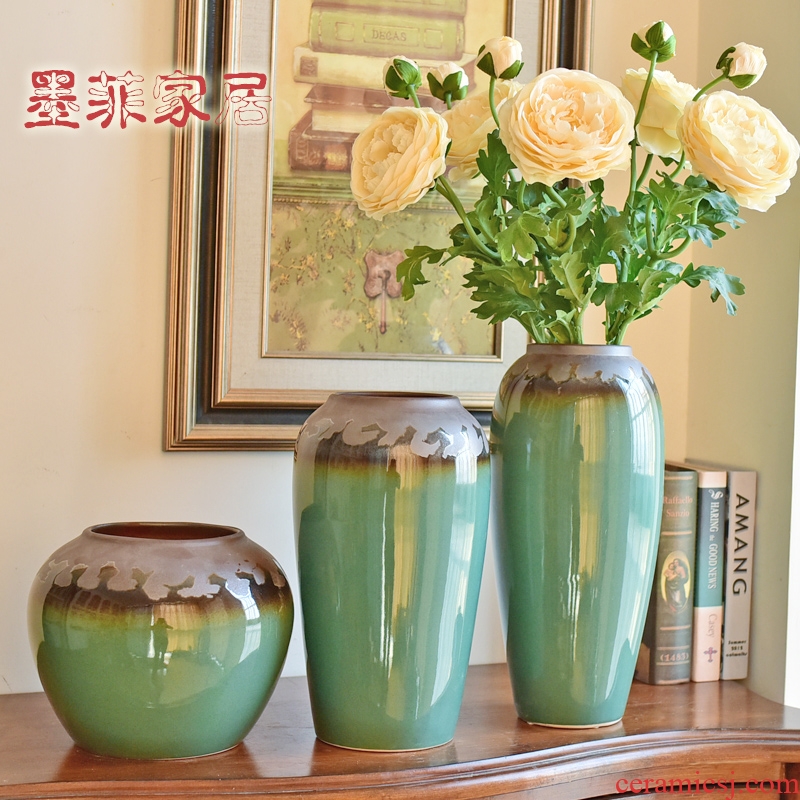 Modern new Chinese style household adornment monochromatic glazed pottery porcelain vases furnishing articles sitting room porch TV ark, flower arranging flowers