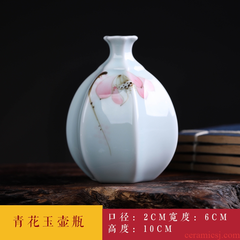Jingdezhen ceramics mini checking blue glaze floret bottle furnishing articles flowers is spoil, small ornament