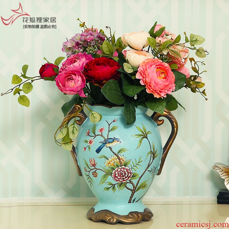 Flower fox European rural ears big ceramic vase floral restoring ancient ways suit American creative sitting room place flowers