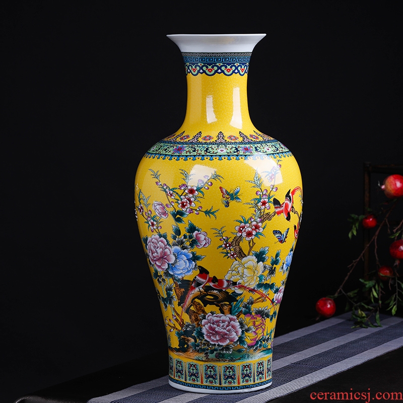 Modern Chinese jingdezhen ceramics sitting room adornment colored enamel of large vases, flower, TV ark, furnishing articles