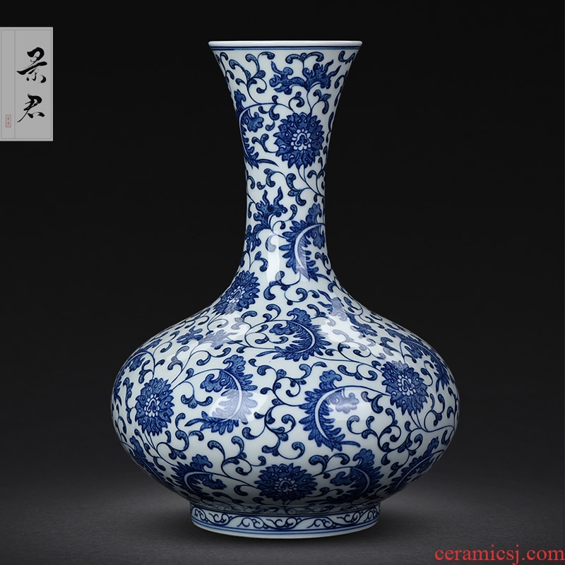 Hand - made JingJun jingdezhen ceramics crafts are blue and white porcelain vases, flower arrangement sitting room of Chinese style household decorations