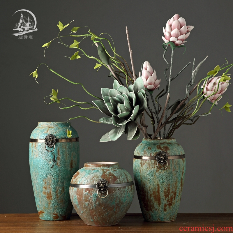 Jingdezhen Europe type restoring ancient ways TV cabinet ceramic vases, the sitting room porch Japanese literary dry flower POTS ornament