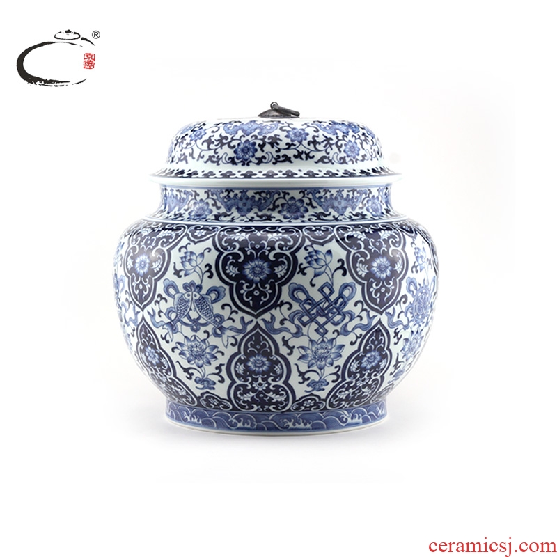 And auspicious jingdezhen porcelain small hand - made packaging gift boxes, tea caddy fixings Beijing storage POTS