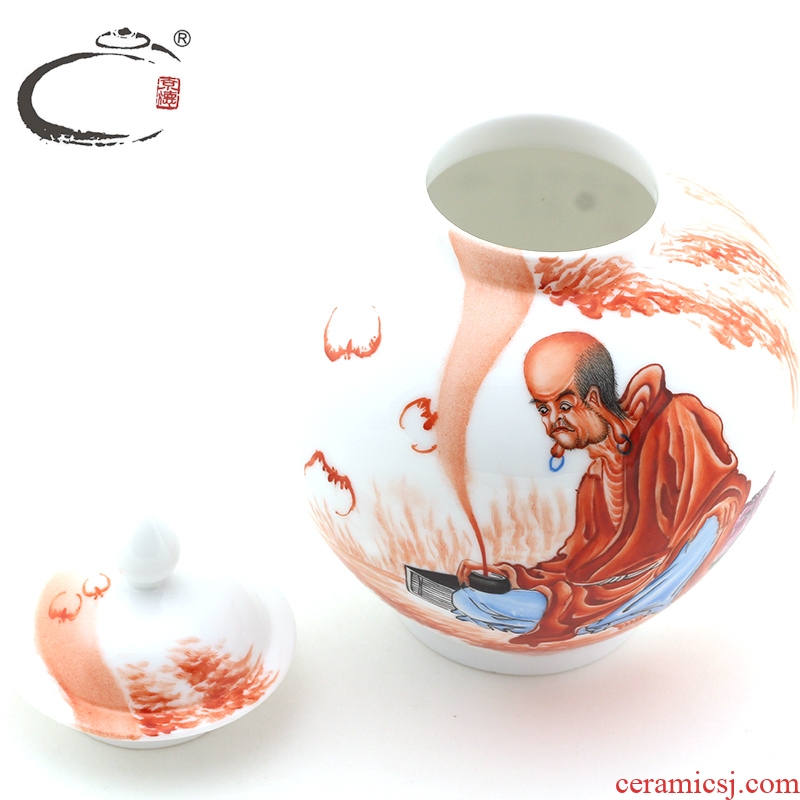 The masters of jing DE and auspicious pastel general happiness as immense as The Eastern Sea small pot of tea POTS sealed storage tank gift box