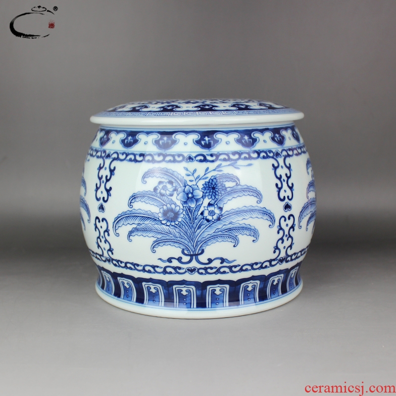 And auspicious jing DE collection jingdezhen blue And white folding flowers caddy fixings hand - made ceramic POTS of tea packaging gift box