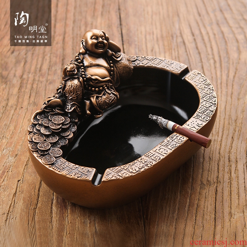 TaoMingTang ceramic creative ashtray lucky Buddha spittor tea set and large move office home furnishing articles tea accessories