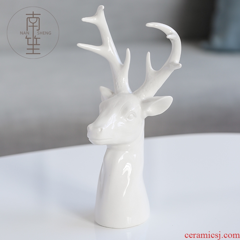 Ceramic deer head south sheng household act the role ofing is tasted furnishing articles TV cabinet mesa adornment ark cafe sitting room handicraft