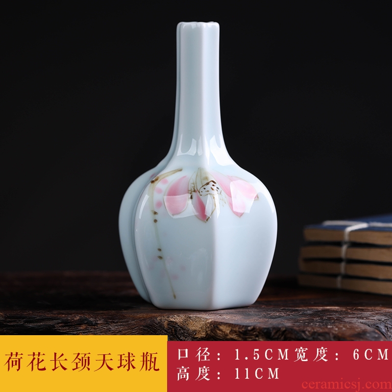 Jingdezhen ceramics mini checking blue glaze furnishing articles floret flowers is pet bottle, small ornament