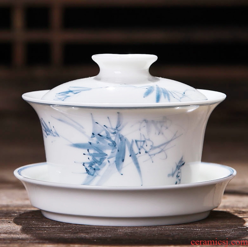 The Fill the jingdezhen hand - made tureen large ceramic cover cup tea tea cups three of the bowl bowl of tea