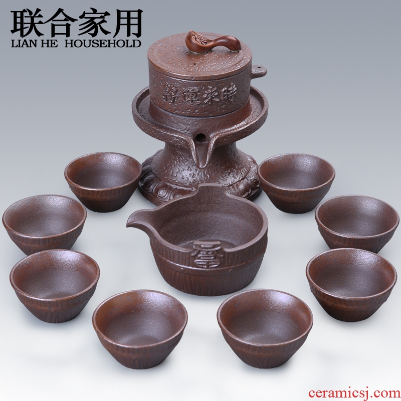 To be domestic half automatic kung fu tea set ceramic lazy atone creative tea teapot teacup set