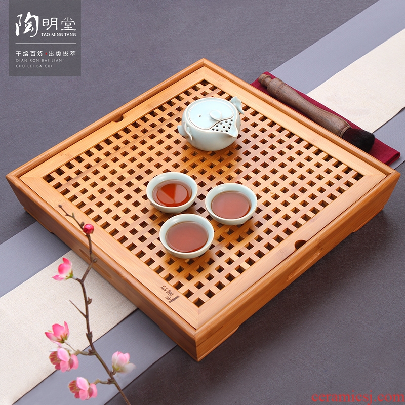 TaoMingTang bamboo tea tray was suit Japanese household contracted kung fu tea tray reservoir type large saucer dish bamboo tea table