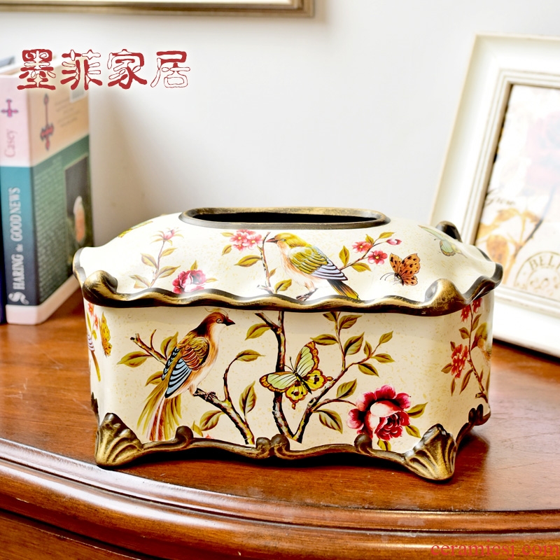 American dining - room of Europe type tissue boxes of new Chinese style household home sitting room tea table napkin with bedroom ceramic smoke box