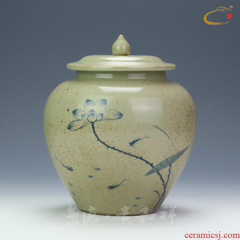 Jing DE and auspicious hand - made archaize ceramic tea pot seal scattered receives large lotus POTS of tea packaging