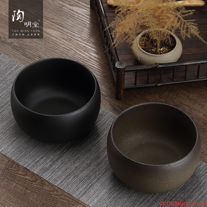 TaoMingTang tea accessories creative black pottery tea wash large coarse pottery kung fu bowl type restoring ancient ways for wash wash to use ceramic cup