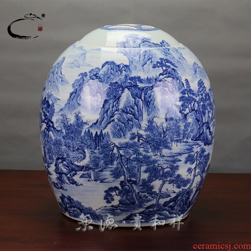 Jingdezhen blue and white yunshan attendants and auspicious large caddy fixings master hand - made ceramic POTS sealed as cans furnishing articles