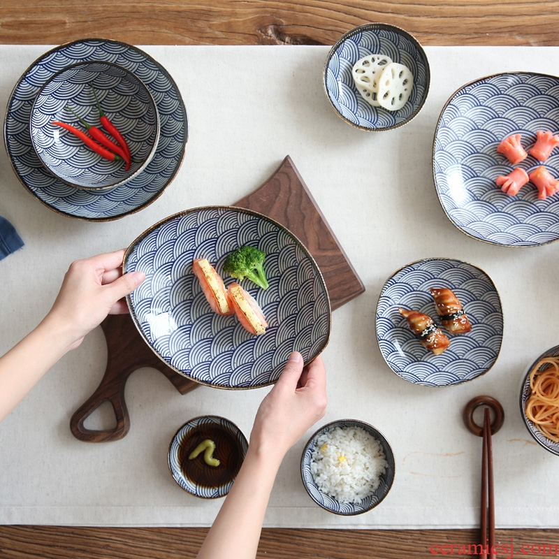 Sichuan in Japanese yamato e wave grain ceramic dish dish fish dish of rice bowl soup bowl plate PZ - 87