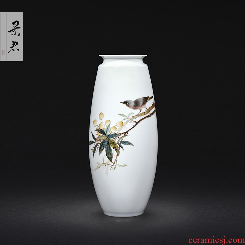 Jingdezhen ceramics hand - made painting of flowers and pastel celadon vase sitting room of Chinese style household craft ornaments furnishing articles