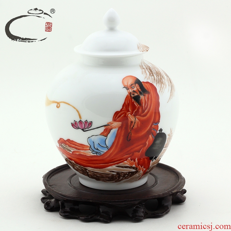 The Master and auspicious jing DE jingdezhen hand - made ceramic tea pot general famille rose amitayus character small tank
