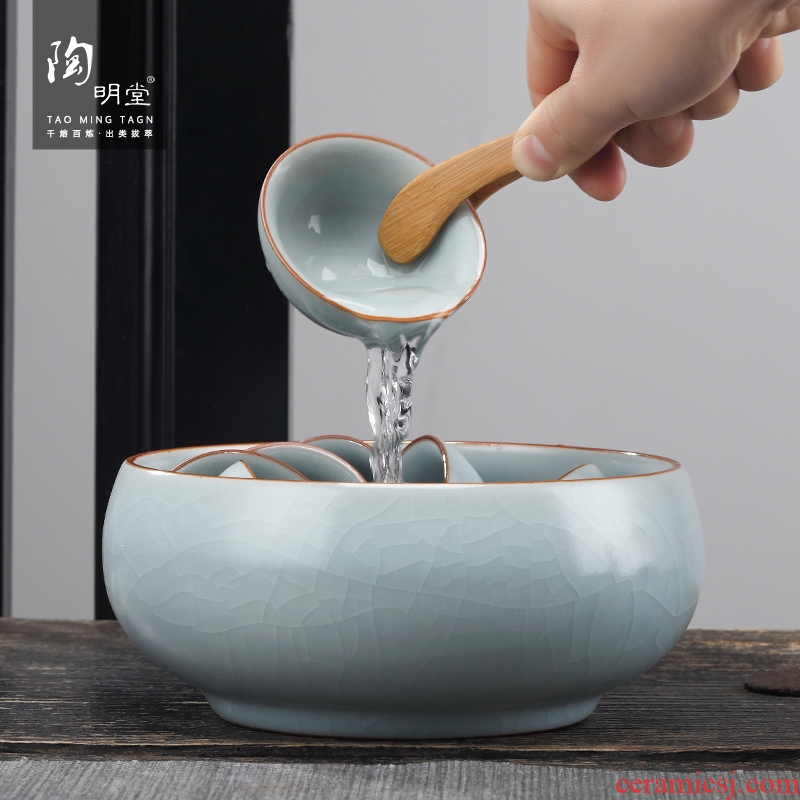 TaoMingTang large tea wash your up crack tea accessories tea cups to wash to wash to the ceramic creative kung fu household trumpet