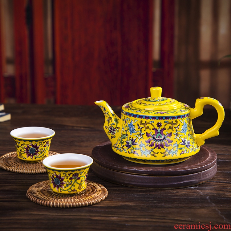 Jingdezhen ceramic teapot single pot of enamel kettle antique teapot furnishing articles in a small pot of 450 ml