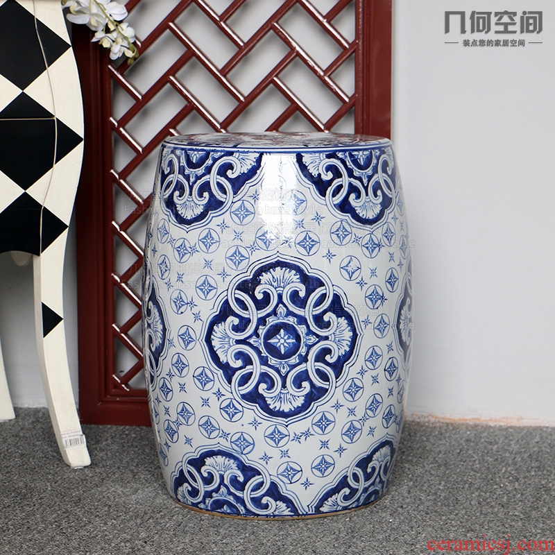 Geometric space hotel restaurant home decoration sitting room floor furnishing articles what blue and white porcelain ceramic who drum who side