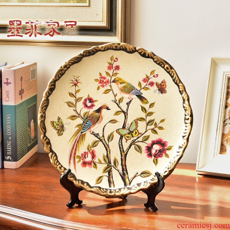 American Chinese style restoring ancient ways ceramic plate plate furnishing articles home sitting room adornment rich ancient frame bookshelf handicraft take the position